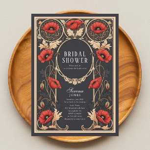 Invitación a la ducha con adormidera roja Art Nouv