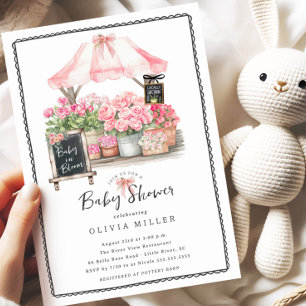 Invitación a la ducha con baño de bebé rosado