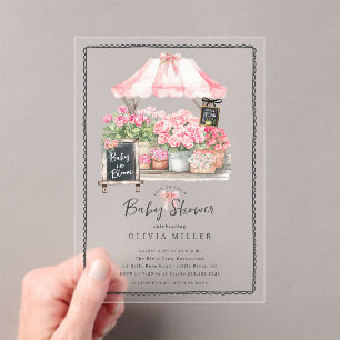 Invitación a la ducha con baño de bebé rosado