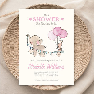 Invitación a la ducha con bebé de elefante lindo