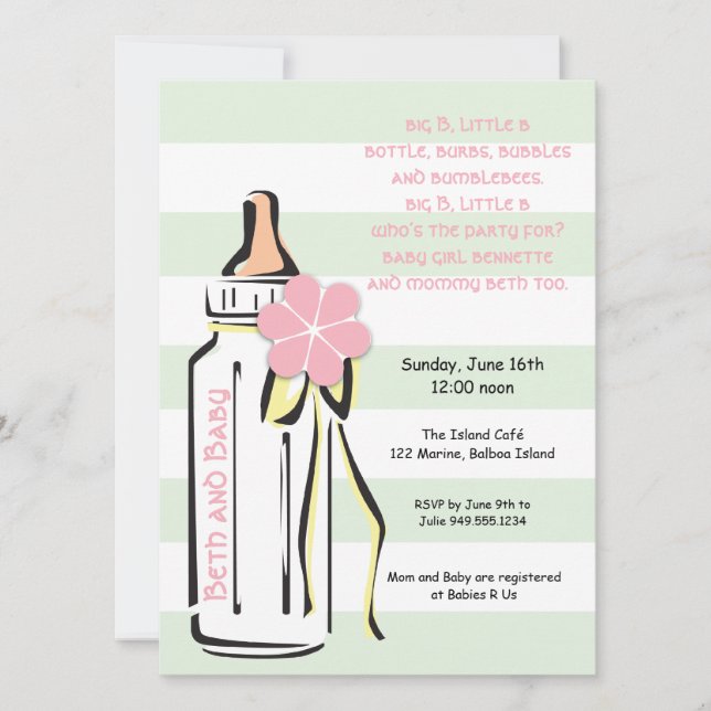 Invitación a la ducha con botella de una chica dul (Anverso)