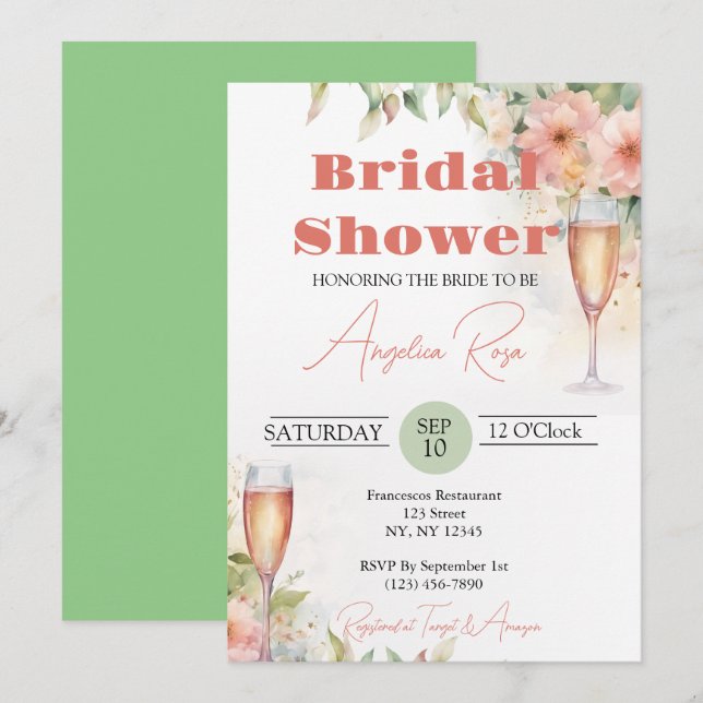 Invitación a la ducha con burbujas florales (Anverso / Reverso)