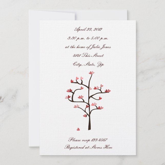 Invitación a la ducha con casamiento en el árbol d (Anverso)