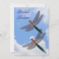 Invitación a la ducha con cielo azul Dragonflies