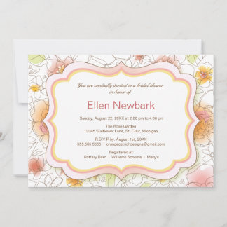 Invitación a la ducha con color de agua floral - R