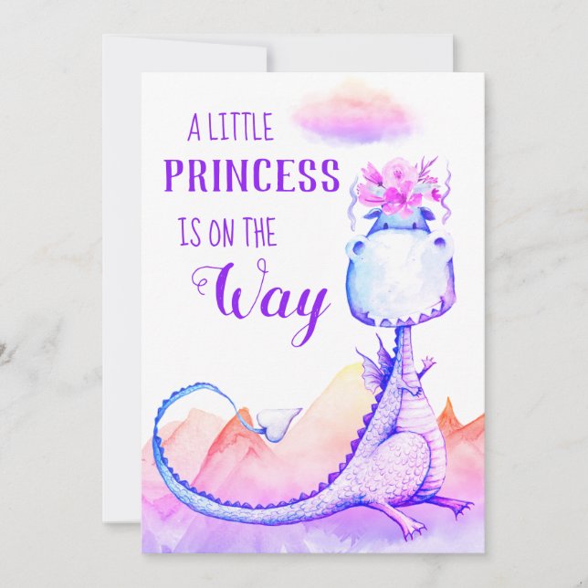 *~* Invitación a la ducha con dragón azul púrpura (Anverso)