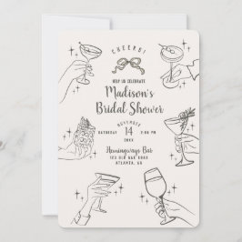 Invitación a la ducha con Fiesta de cócteles Beige