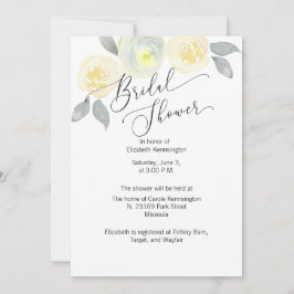 Invitación a la ducha con flores amarillas y grise