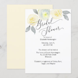 Invitación a la ducha con flores amarillas y grise
