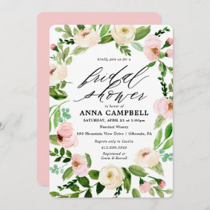 Invitación a la ducha con flores blancas