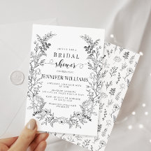 Invitación a la ducha con flores clásicas