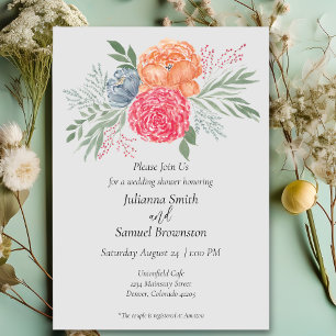 Invitación a la ducha con flores de acuarela moder