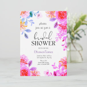 Invitación a la ducha con flores de boho rosa