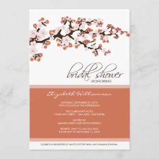 Invitación a la ducha con flores de cerezo (coral)