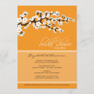 Invitación a la ducha con flores de cerezo (naranj