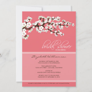 Invitación a la ducha con flores de cerezo (rosa)