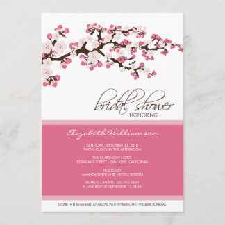 Invitación a la ducha con flores de cerezo (rosa)