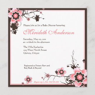 Invitación a la ducha con flores de cerezo rosa y