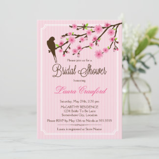 Invitación a la ducha con flores de cerezo y de pá