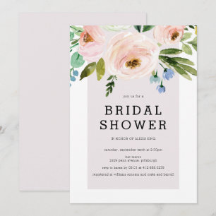 Invitación a la ducha con flores de color de agua