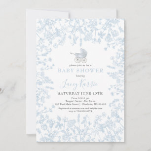 Invitación a la ducha con flores de la serie azul
