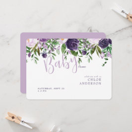 Invitación a la ducha con flores de lavanda y rosa
