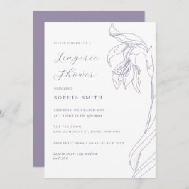 Invitación a la ducha con flores de línea Lavender