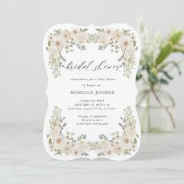 Invitación a la ducha con flores de marfil