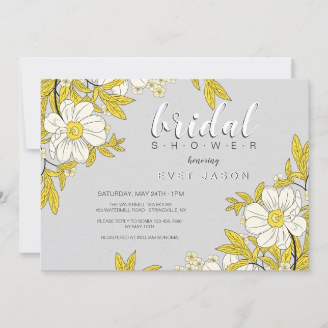 Invitación a la ducha con flores de mariposa (Anverso)