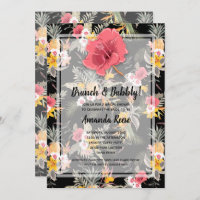 Invitación a la ducha con flores de piña tropical