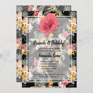 Invitación a la ducha con flores de piña tropical