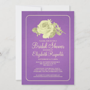 Invitación a la ducha con flores moradas de color 