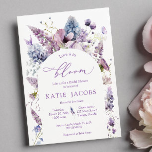 Invitación a la ducha con flores moradas moradas +