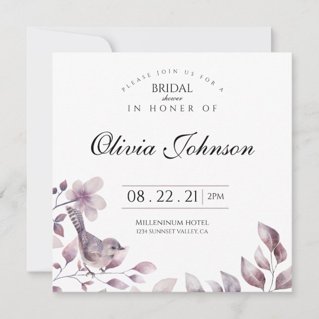 Invitación a la ducha con flores para las novias (Anverso)