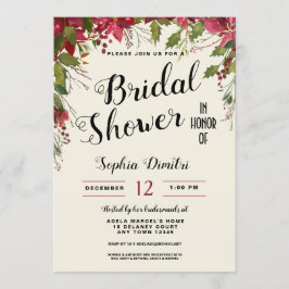 Invitación a la ducha con flores para Navidades