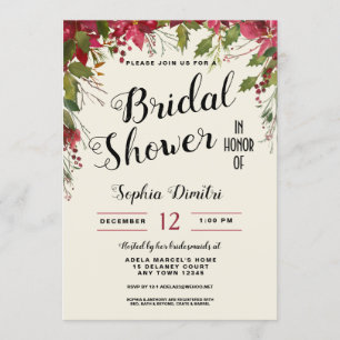 Invitación a la ducha con flores para Navidades