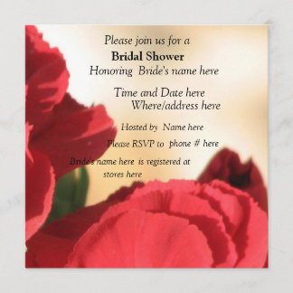 Invitación a la ducha con flores rojas