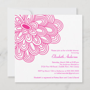 Invitación a la ducha con flores rosas calientes