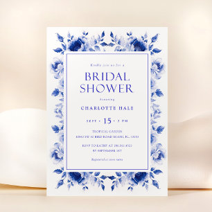 Invitación a la ducha con flores Royal Blue Bridal