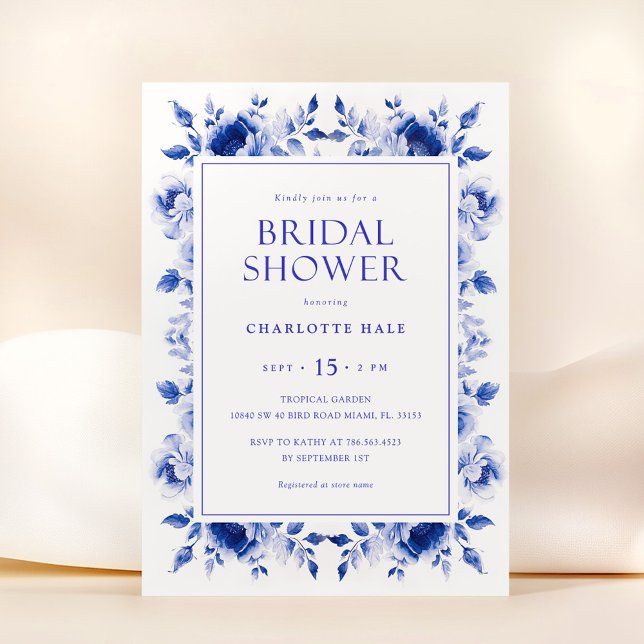 Invitación a la ducha con flores Royal Blue Bridal (Subido por el creador)