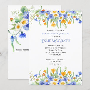 Invitación a la ducha con flores salvajes acuática