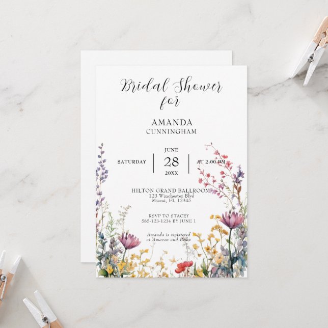 Invitación a la ducha con flores salvajes de prima (Anverso/Reverso In Situ)