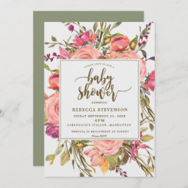 invitación a la ducha con flores silvestres de boh