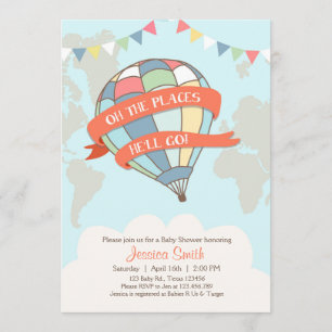 Invitación a la ducha con globo aerostático Blue B