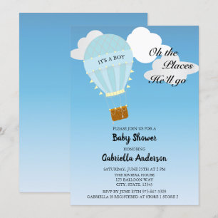 Invitación a la ducha con globo de aire caliente