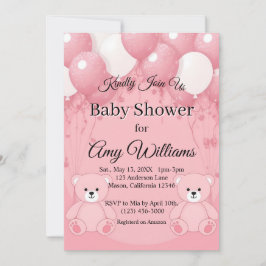 Invitación a la ducha con globo rosa