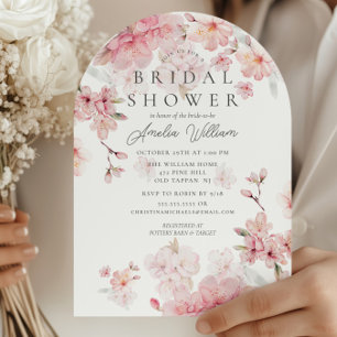 Invitación a la ducha con luz de novia con flores
