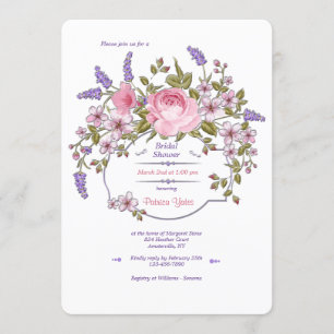 Invitación a la ducha con marco floral