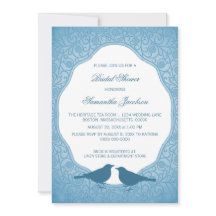 Invitación a la ducha con marco floral azul Nouvea