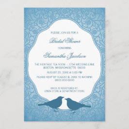 Invitación a la ducha con marco floral azul Nouvea